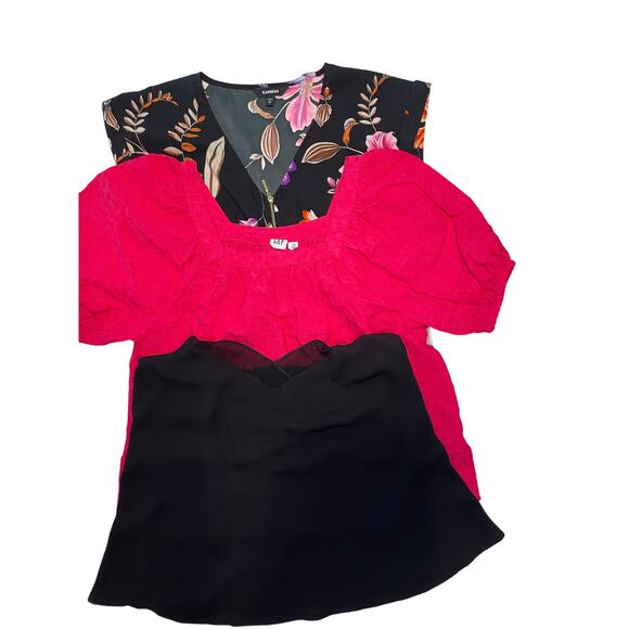 Bundle – 3 Women’s Tops XS – Express Floral + Gap Pink + Express Halter – EUC - Picture 3 of 9